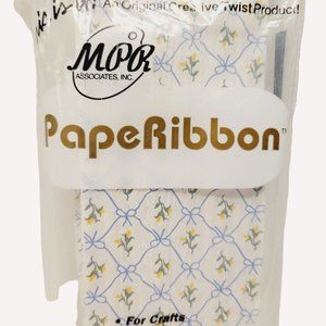 Vtg MPR Crafts Paper ribbon Blue White Floral Craft Twist Product